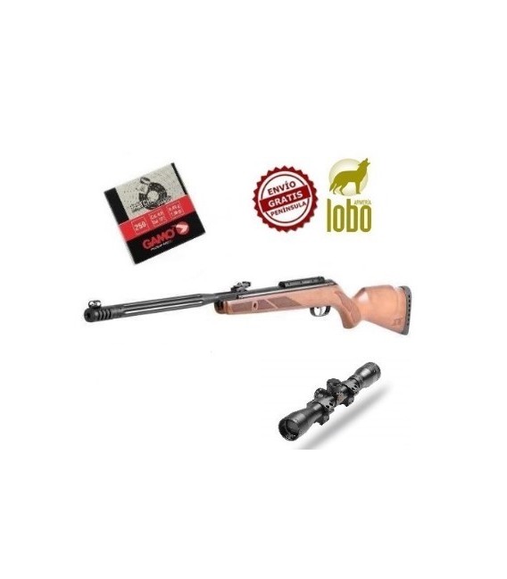 CARABINA GAMO HUNTER MAXXIM IGT+ VISOR GAMO 4X32 + 1 CAJA BALINES + 25 DIANAS