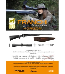 OFERTA!!! FRANCHI HORIZON CAL/243WIN,270WIN,30-06,308WIN,300WM,6,5CREED+VISOR BURRIS FOUR XE 3-12X56+MONTURAS DE ACERO+FUNDA 